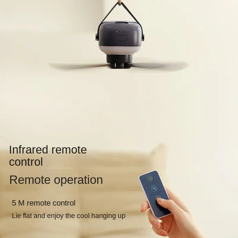Portable Wireless mini Ceiling Fan Light USB Fan with Remote Control, Stand, Night Light, Home, Outdoor, Camping, New Year Gifts