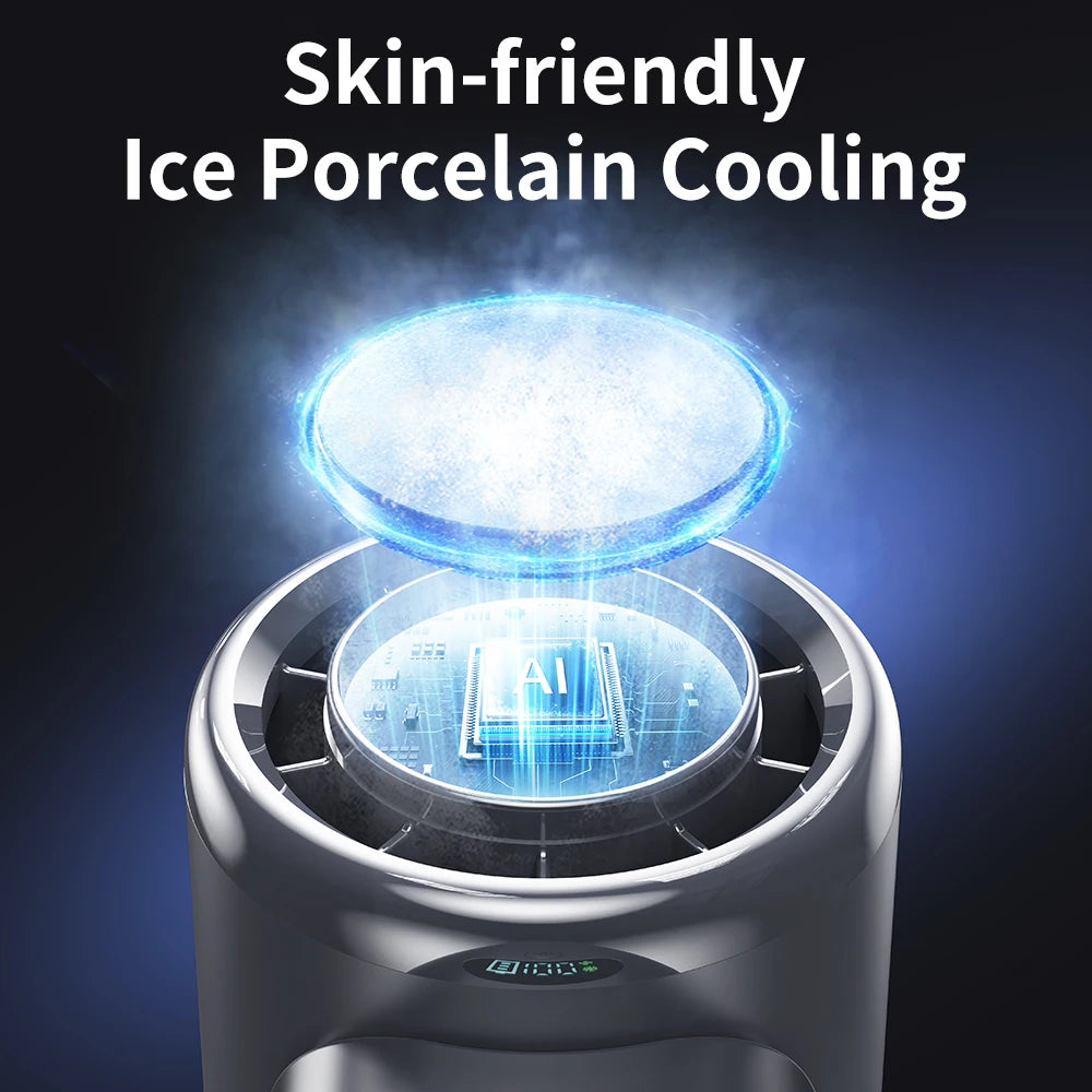 Ice Compress High-Speed Cooling Fan Handheld Fans USB Rechargeable Portable Mini Fan LED Digital Display, Travel, Camping