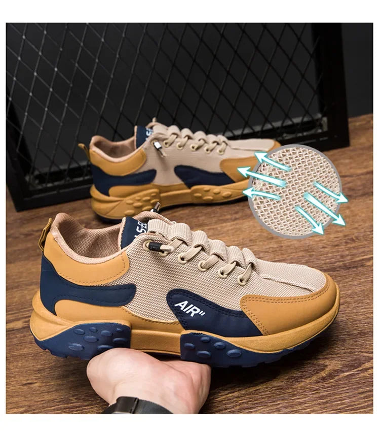 Men's Spring New Sport Shoes Casual Classic Trendy Thick Bottom Leisure Shoes Breathable Microfiber Upgraded Spring Autumn