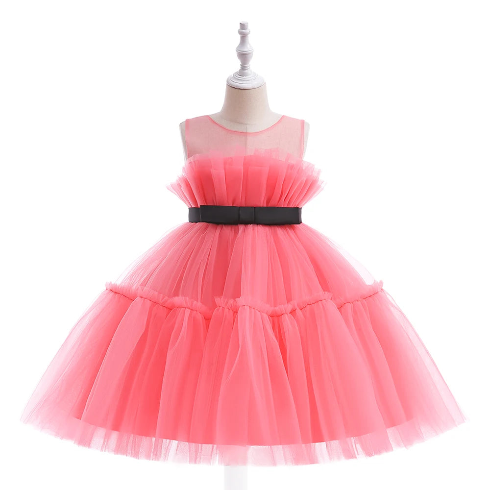 Bow Tulle Baby Baptism Dress For Girls Princess Costume Infant 1 Year Birthday Wedding Party Dresses Toddler Girl Summer Clothes
