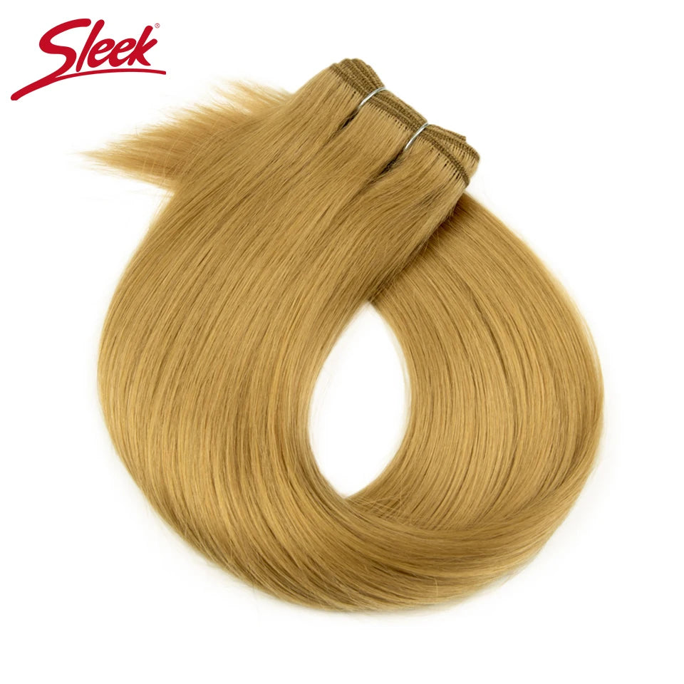 Sleek Peruvian Straight Human Hair Double Drawn Natural Human Hair Weave Bundles Natural Brown #27 #613 Remy Human Hair Bundle