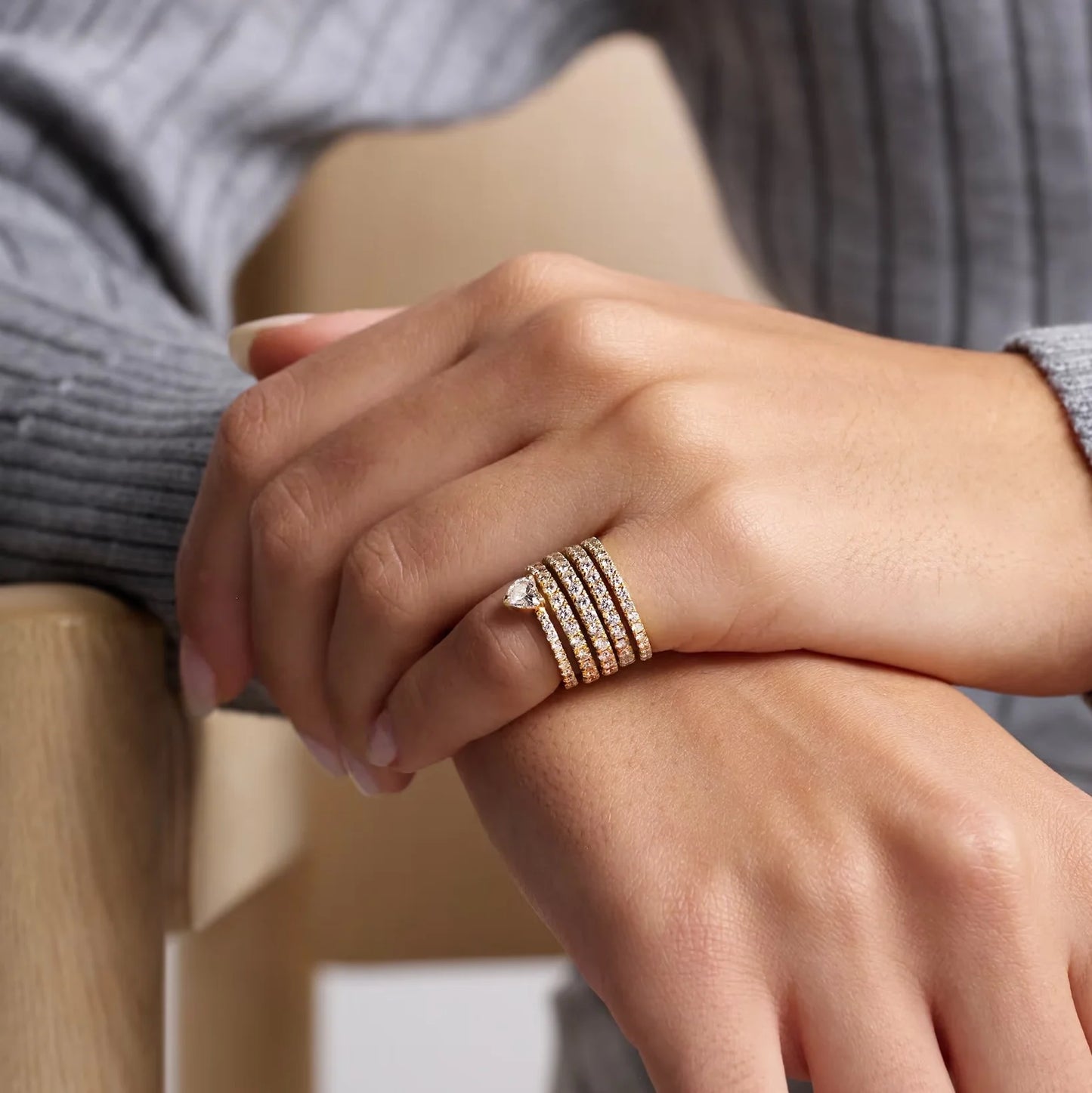 Micro Paved 5A CZ Multi Wrap Spring Spiral Open Adjusted Women Pinky Finger Ring Fashion Jewelry