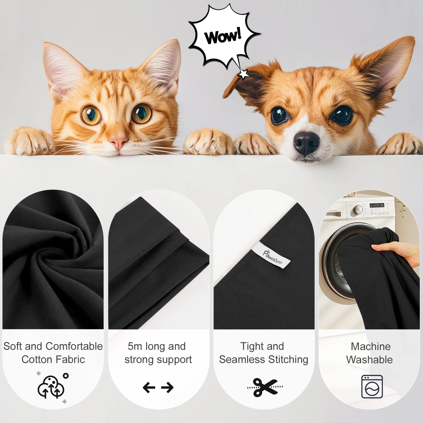 Pawaboo Pet Sling Carrier for Small Dogs and Cats Hands Free Dog Carrier Sling Anti-anxious Soft Cotton Front Facing Cat Carrier