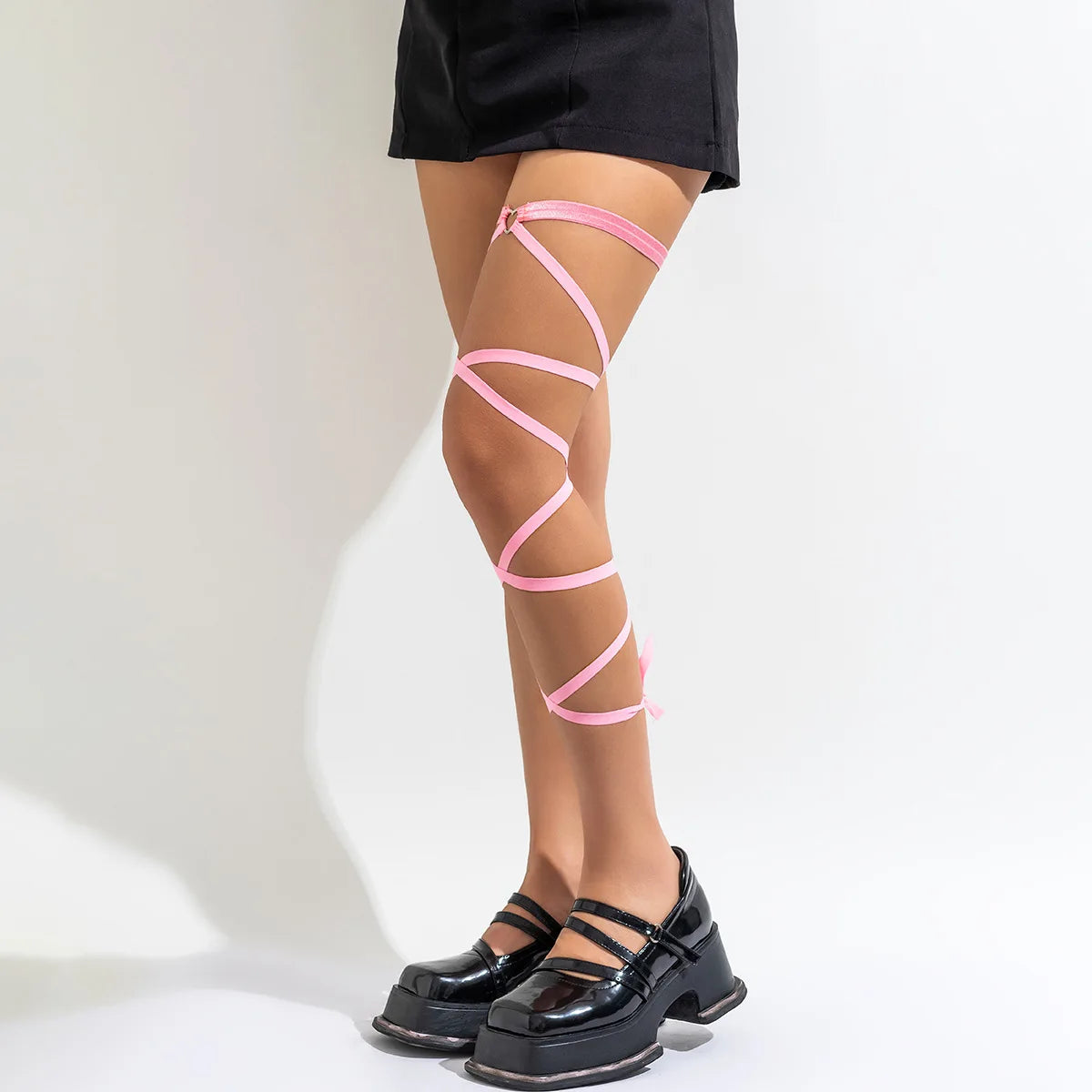 1PC Punk Gothic Multilayer Black Elastic Band Leg Thigh Chain Women Sexy Circle Harness Cosplay Harajuku Body Jewelry