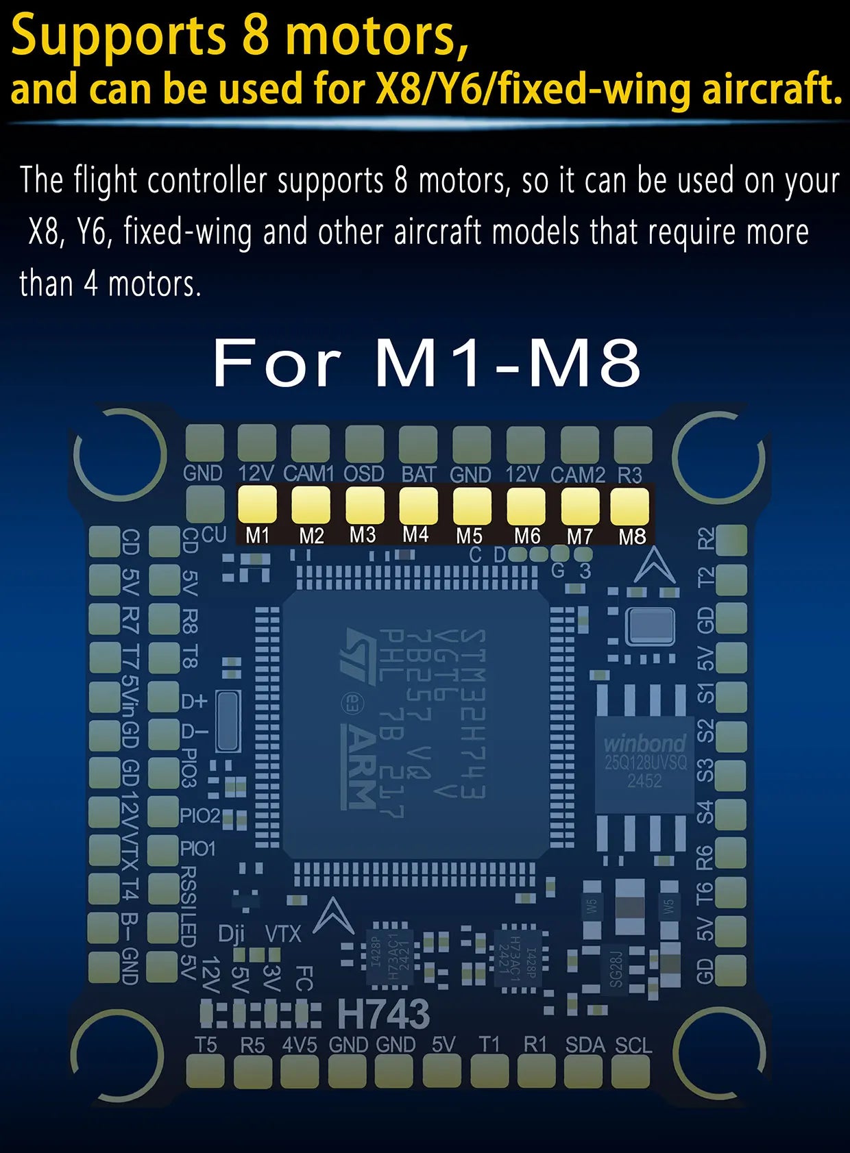 DAKEFPV H743 100A/120A stacked ICM42688P H743 flight control module BLHELI_S 120A 4-in-1 ESC 30.5X30.5 millimeters.