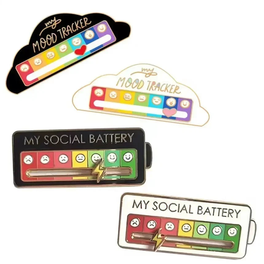 Mood Conversion Brooch Sliding Social Metal Badge Women's  Accessories  Pin Facial Expression Emotion My Social Power Badges Pin