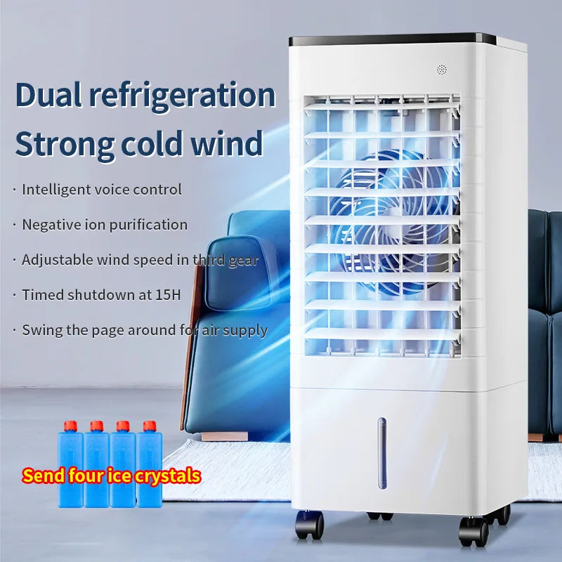 Portable Air Conditioner Fan Intelligent Cooling Fan with Remote Control Wide-angle Air Supply Ice Crystal for Home Use