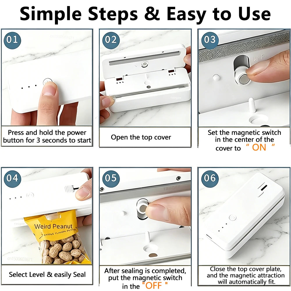 Plastic Bag Sealer Mini Heat Bag Sealing Machine Handheld Portable Plastic Bag Sealing Machine USB Rechargeable Mini Heat Sealer