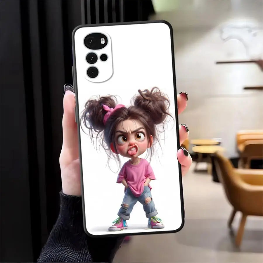 Cartoon Girl Pattern Phone Cover Case for Motorola Moto G50 G60s G32 G71 G52 G22 Edge40 G53 G30 Edge 20 Pro 30 Lite G51 G73
