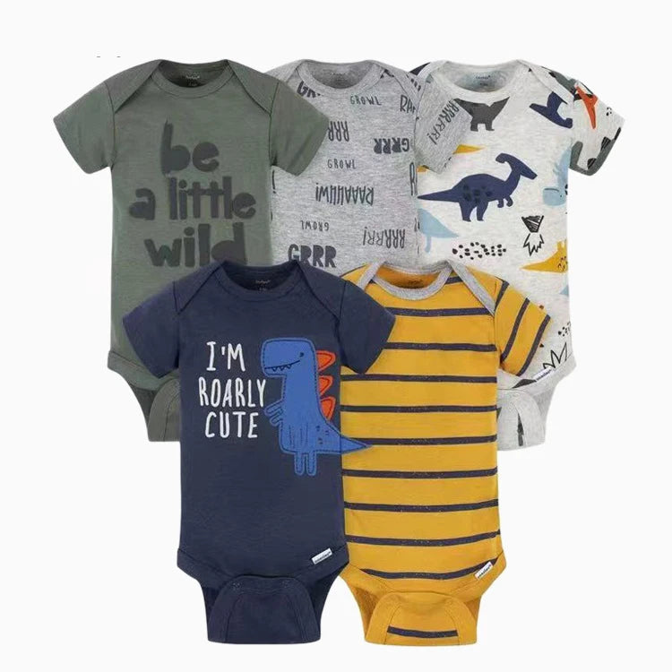 5 Pairs Newborn Baby Bodysuit Short Sleeve Infant Jumpsuit Short Sleeve Cotton Overalls Newborn Infant Jumpsuit  Kids Baby Roup