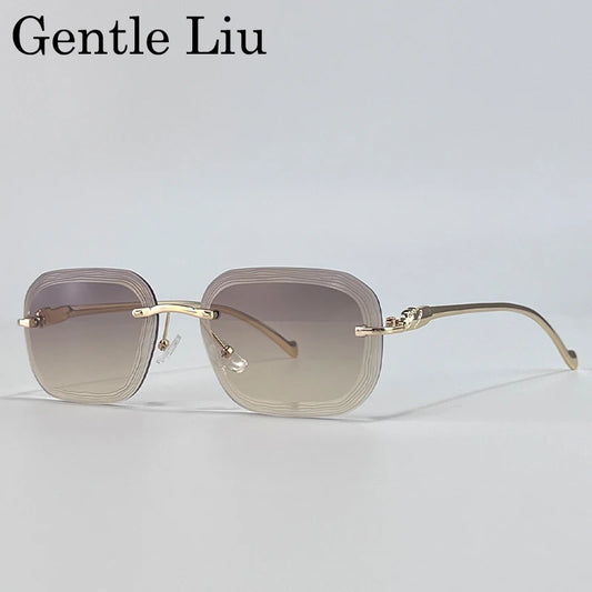 Rimless Square Sunglasses Men 2026 Luxury Brand Unique Punk Frameless Sun Glasses For Male Traveling Eyewear Metal Frame Shades