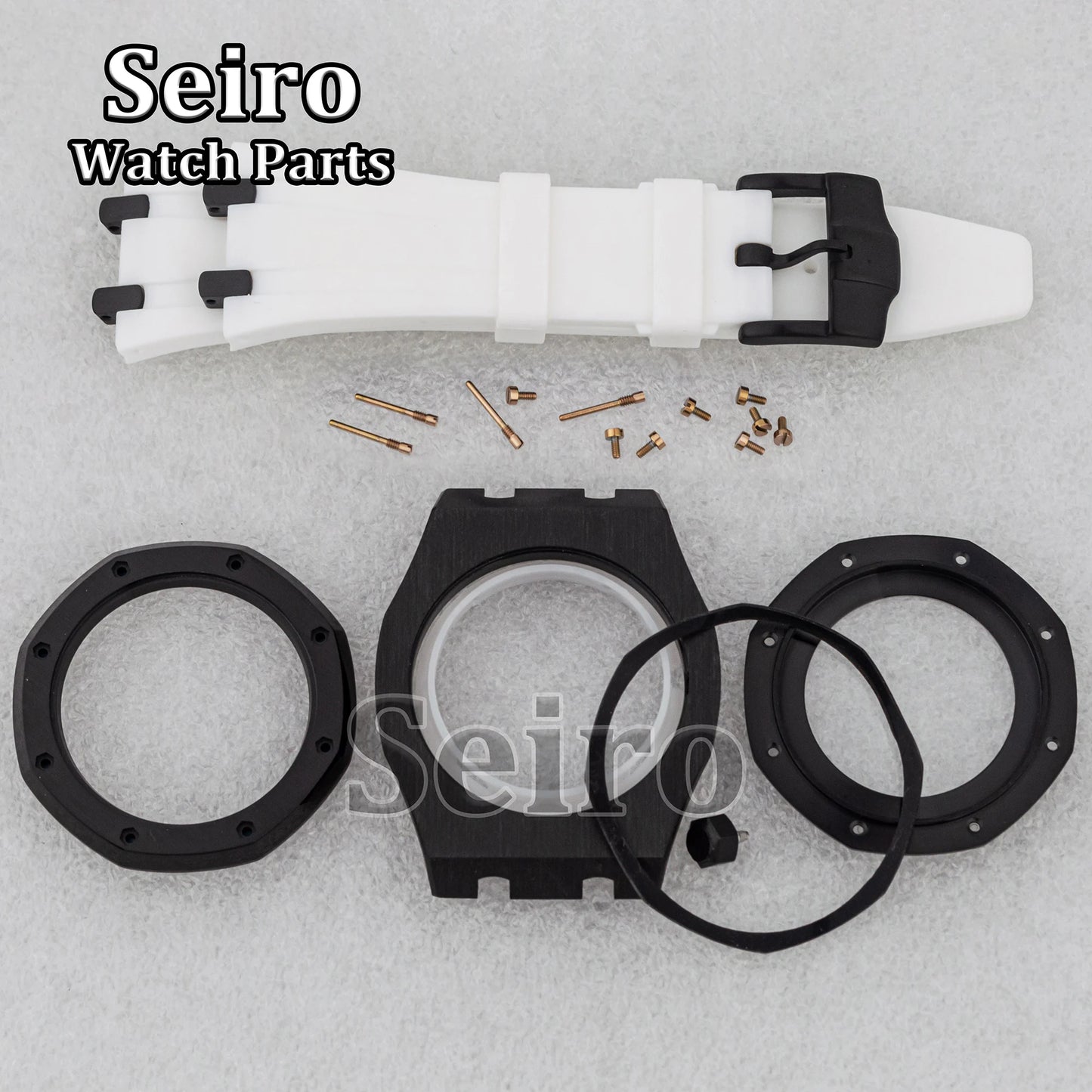 42mm Octagon Watch Case Rubber Strap Sapphire Crystal 10bar for 31.8mm Dial Royal Oak NH35 NH36 Movement Watch Modified Parts