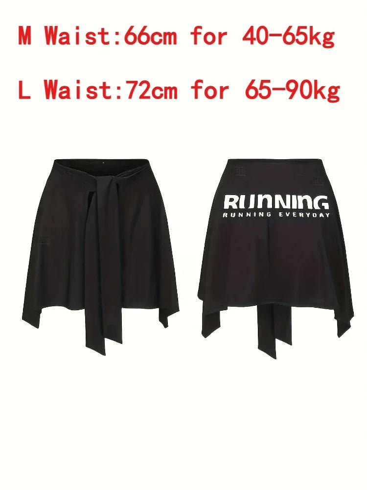 Women's Sports Fashion Lace-Up Tennis Skirt Butt-Covering Fitness Yoga Running Skirt Anti-See-Through
