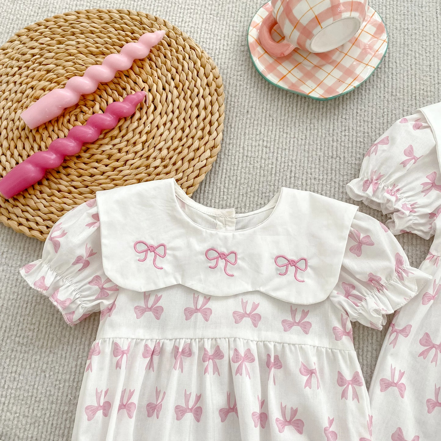 Summer Cotton Baby Bodysuit Newborn Clothing Pink Princess Baby Girls Princess Bodysuit Embroidered Bow Infant Girls Bodysuits