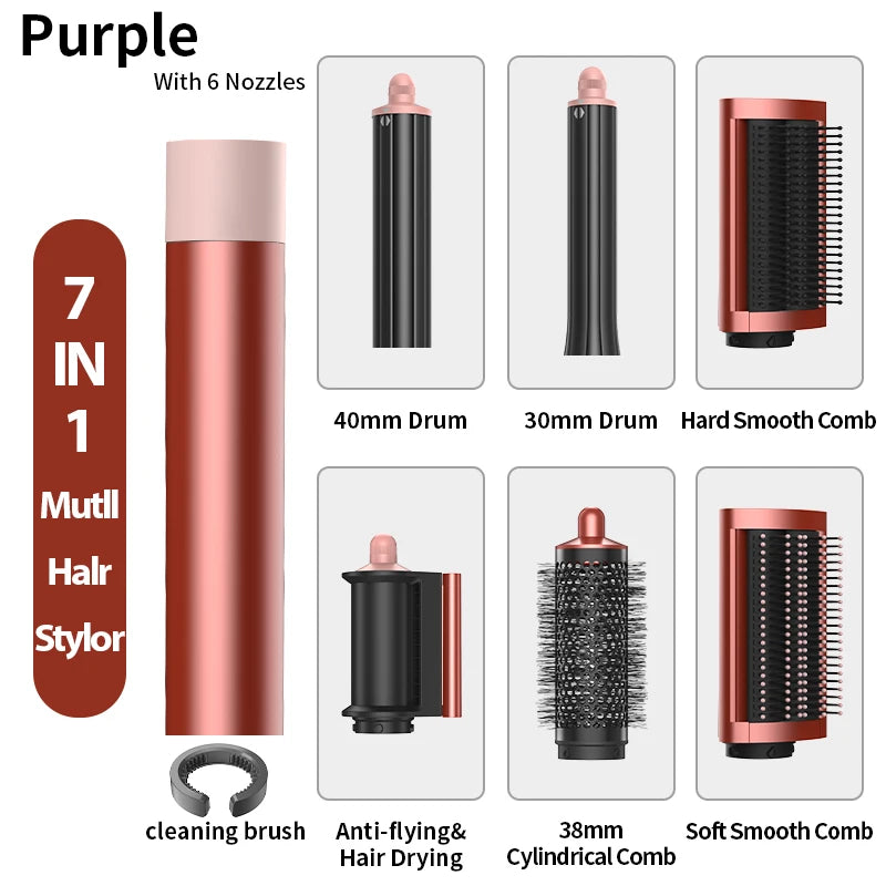 2026 New 7IN1 Multi Hair Styler Curling Iron Hair Hot Air Brush Curling Barrel Hair Dryer Salon Professional Curly Hair Styler