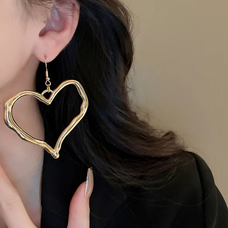 Metal Irregular Heart Jewelry Sets for Women Exaggerated Necklace Earrings Two-piece Set of Light Luxury High-grade Accessories
