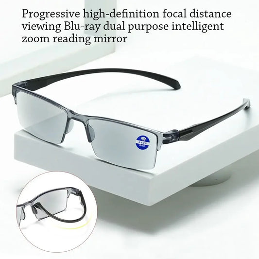 Anti Blue Ray Reading Glasses Smart Automatic Zoom Hyperopia Eyeglasses Autofocus Power Half-Rim Near Far Computer Eyewear