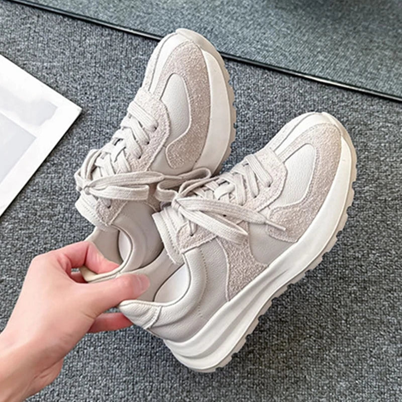 Women's Sneakers Shoes 2026 New Woven Non-slip Genuine Leather Sneakers For Women Large Size Breathable Casual Shoes Female
