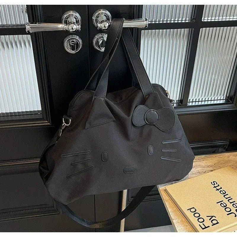 Sanrio large-capacity black travel bag KT business trip luggage bag Hello Kitty bow casual cartoon bag convenient backpack