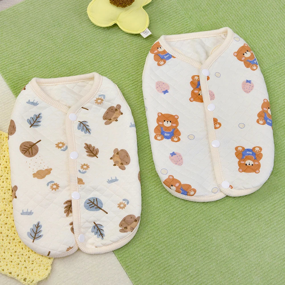 Cotton Pet Open Cardigan For Small Medium Dogs Cats Winter Warm Dog Clothes Teddy Bichon Cute Dogs Vest Pet Apparel