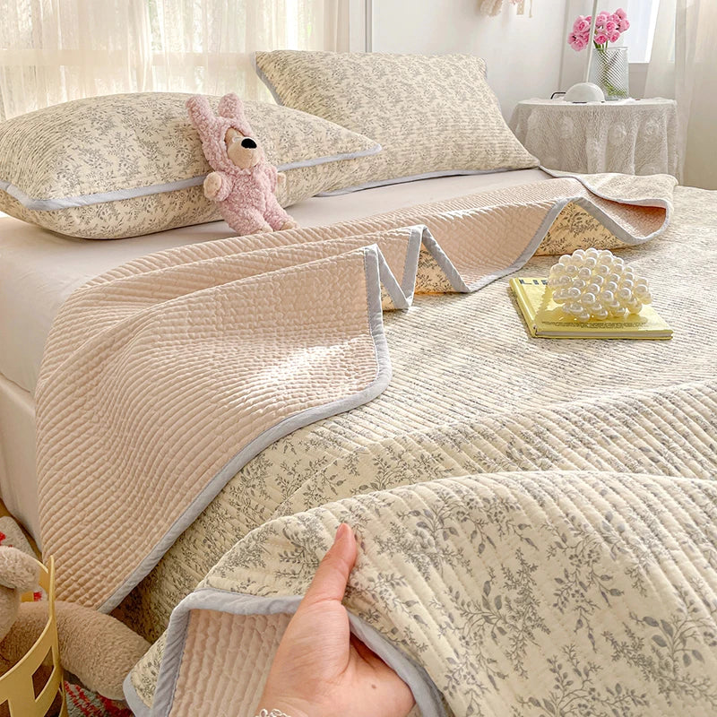 100% Cotton Bed Cover Thicken Bedspread Skin-friendly Printed Blanket Quilted Bedsheet Soft Bedspreads Cubrecama (No Pillowcase)