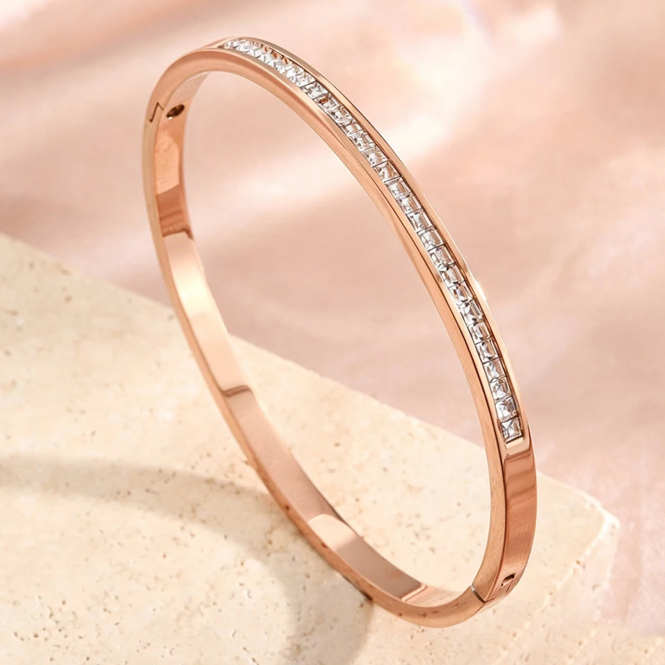 ZAKOL 6 Colors Colorful Geometric Zircon Inlaid Stainless Steel Bracelets for Women Men Versatile Fashion Bohemian Jewelry