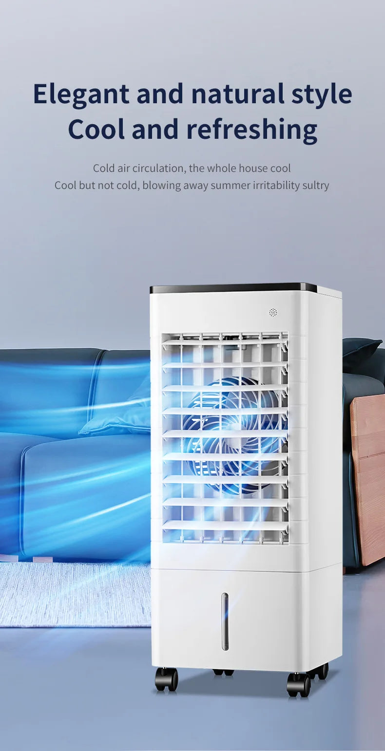 Portable Air Conditioner Fan Intelligent Cooling Fan with Remote Control Wide-angle Air Supply Ice Crystal for Home Use