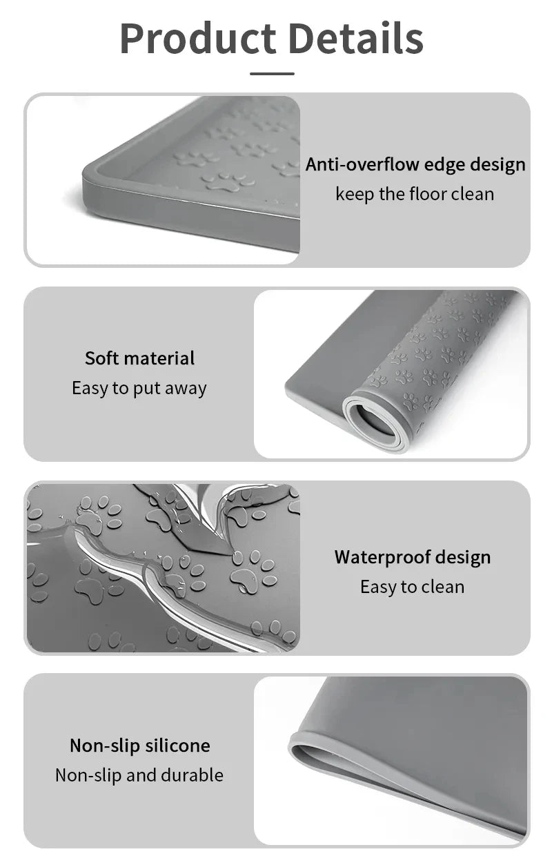 Pet Placemat Cat Dog Drinking Feeding Placemat Feeder Mats Cat Feed Mat Dog Food bowl Mat Silicone Waterproof Pet Bowl Pad 2025