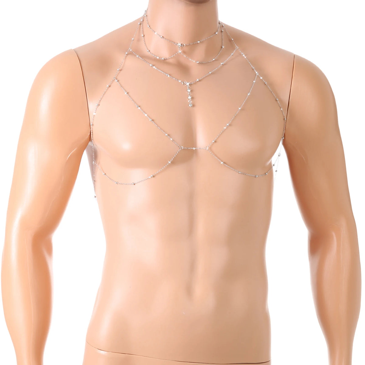 Unisex Sexy Chest Chain Bra Cross Bikini Body Chain Necklace Jewelry Gifts Shiny Rhinestone Body Chain Fashion Metal Accessories