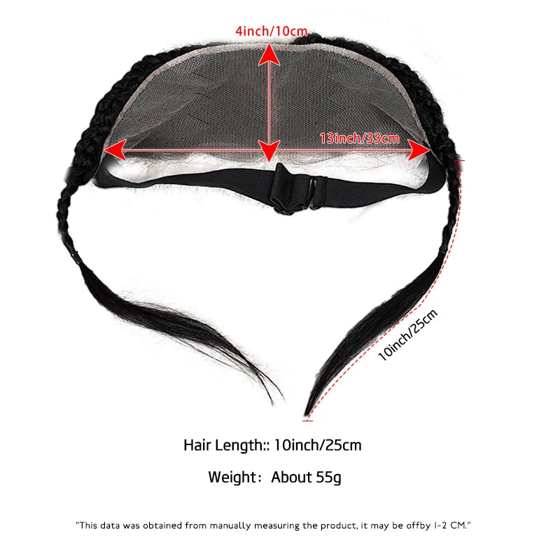 10 Inches 13x4 Inch Lace Front Plait Wig Black Gele Frontal Wig 100% Human Hair with Baby Hair Wig for Women