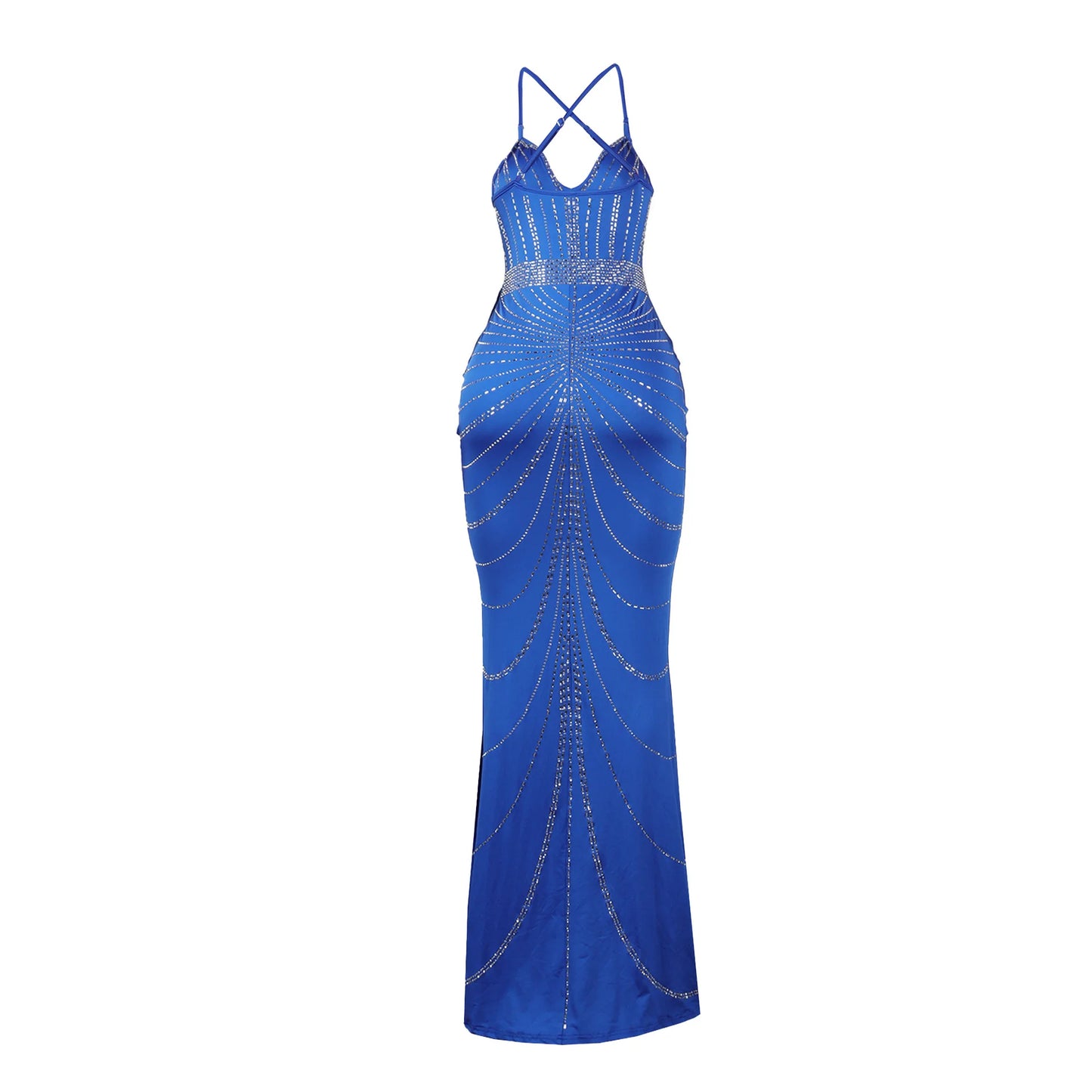 Sparkling Solid Color Hot Diamond Sheer Mesh Long Skirt, Elegant and Luxurious Spring Women's Cocktail Dress, Celebrity Clothing