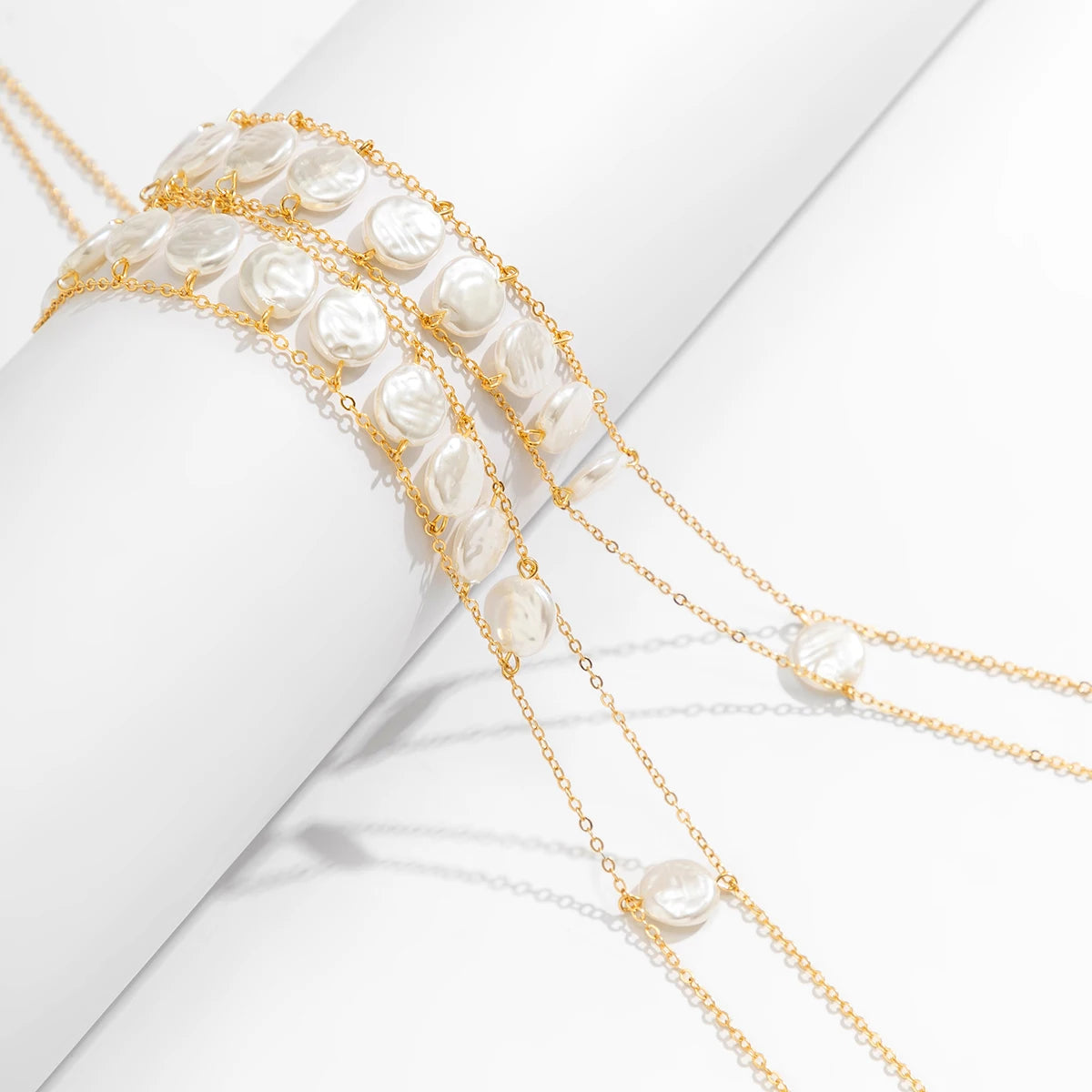 Sexy Boho Imitation Pearl Cross Chest Breast Belly Body Chain Necklace for Women Wed Waist Bikinis Summer Y2K Accessories