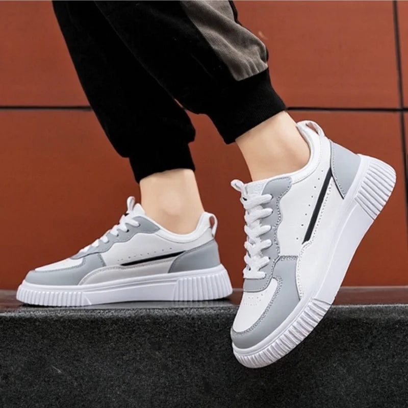 YRZL Fashion Leather Men Casual Shoes Lightweight Running Shoes Platform White Sneakers Outdoor Breathable Sport Shoes Shoes