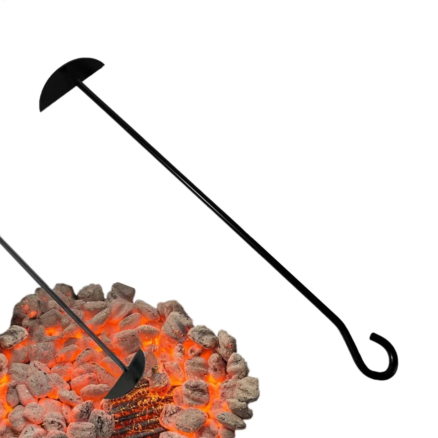 Charcoal Rake Heavy Duty Grill Cleaning Tool with Long Handle Ash Scoop for BBQ Grill Oven Stove Wood Burner Barbecue Tools