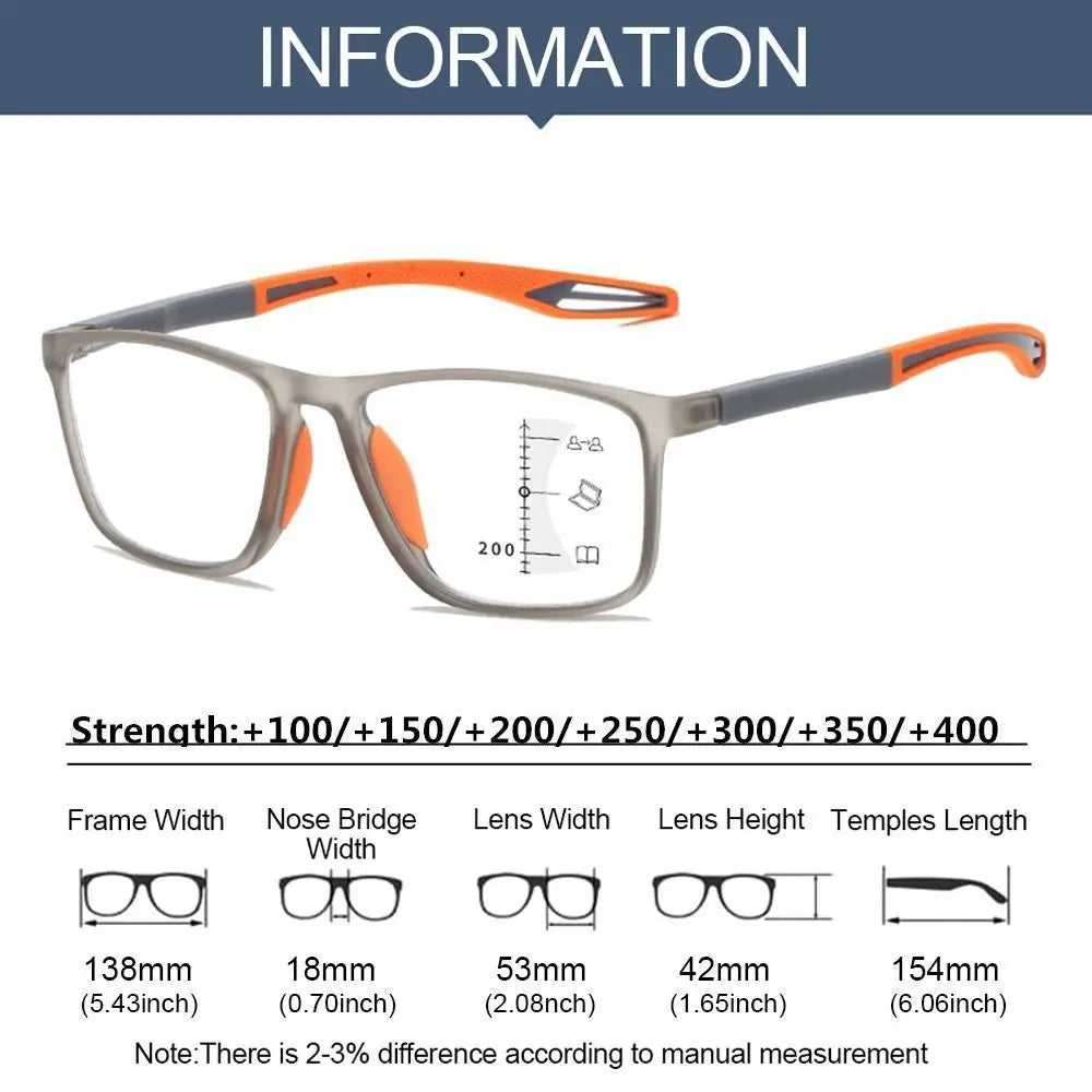 New TR90 Anti-blue Light Multifocal Reading Glasses Men Women Progressive Near Far Eyewear Ultralight Sports Farsight Eyeglasses