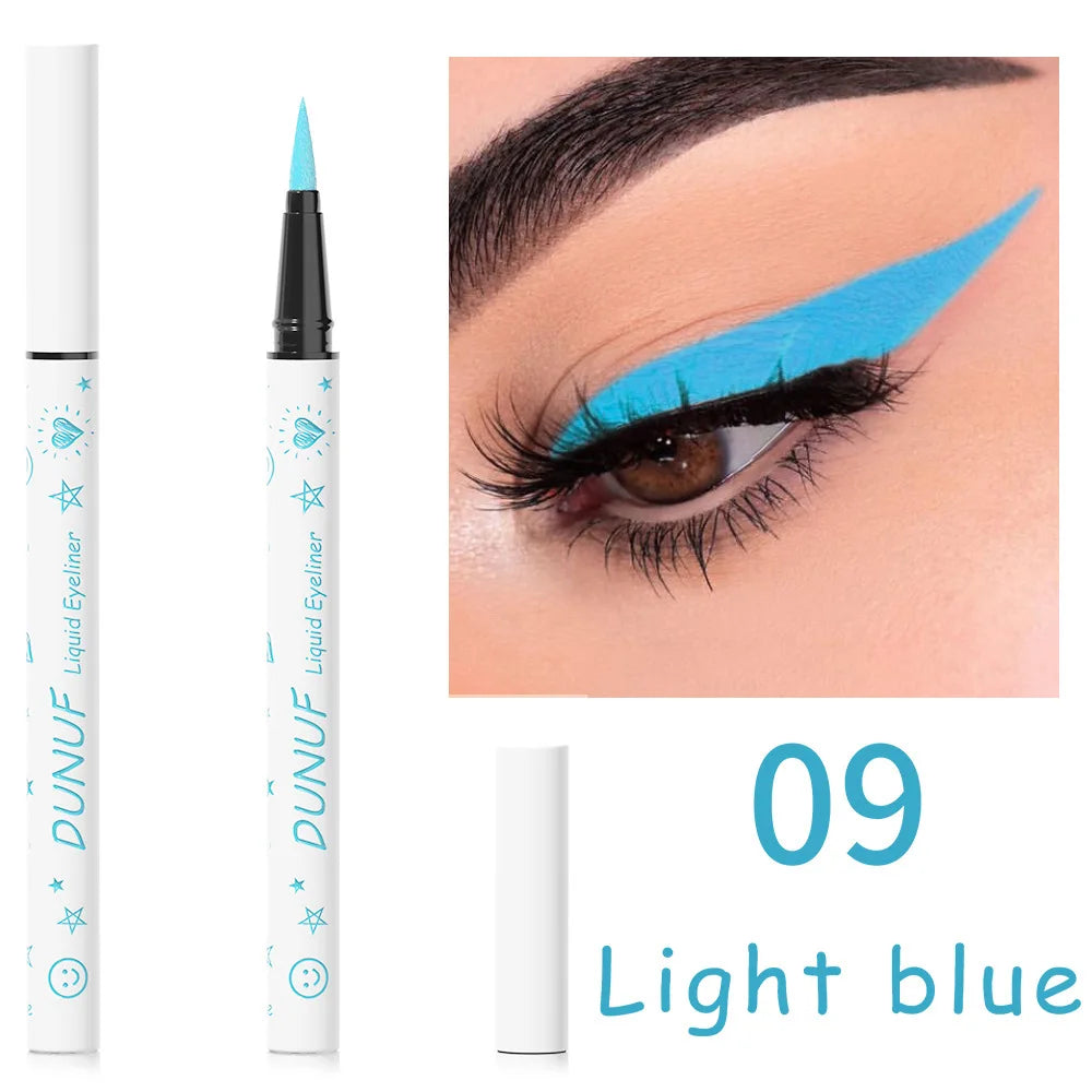 DUNUF New 12 Color Ultra-fine Matte Colorful Liquid Eyeliner Pencil Waterproof Lasting Makeup Eye Liner Pen Black Brown Cosmetic