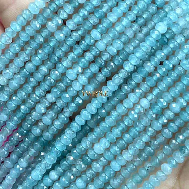 3x4mm Rondelle Faceted Natural Stone Chalcedony Tourmaline Color Loose Spacer Beads for Jewelry Making Diy Bracelet Accessories
