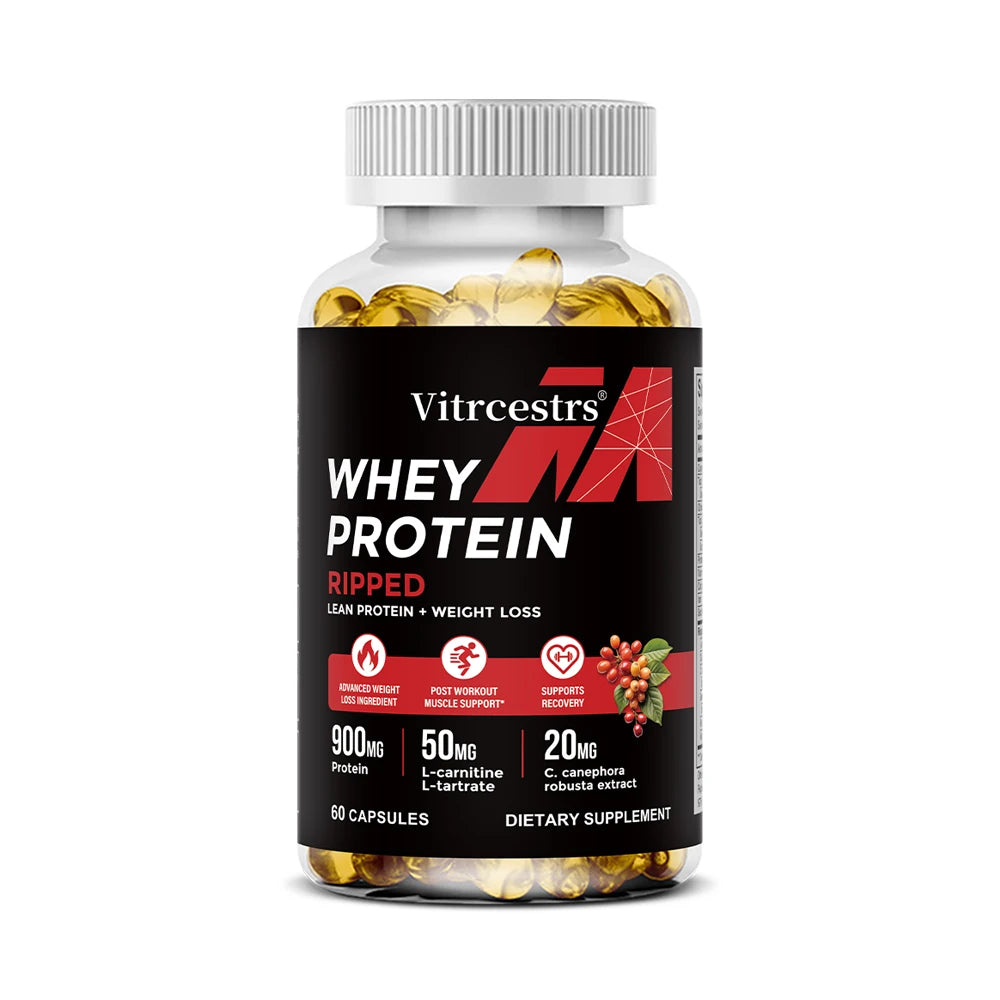 Whey Protein Capsules, 900mg Protein, Post‑Workout Recovery & Muscle Support, Balanced Muscle Health, Immune Support