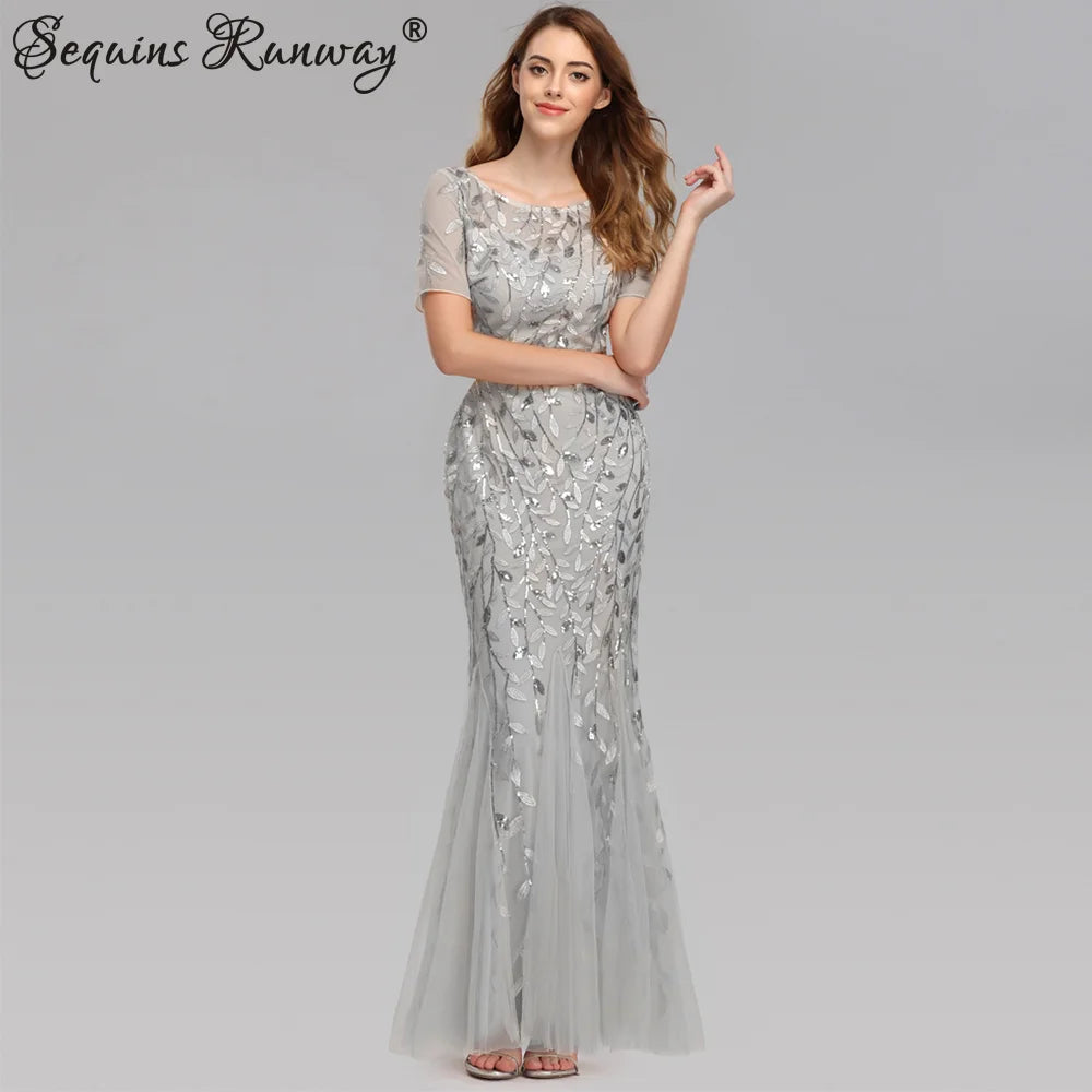 Sexy vintage Maxi Sequin cocktail Dress bridesmaid Prom Dresses for Women Casual Party Long sleeve club Bodycon Dress vestidos