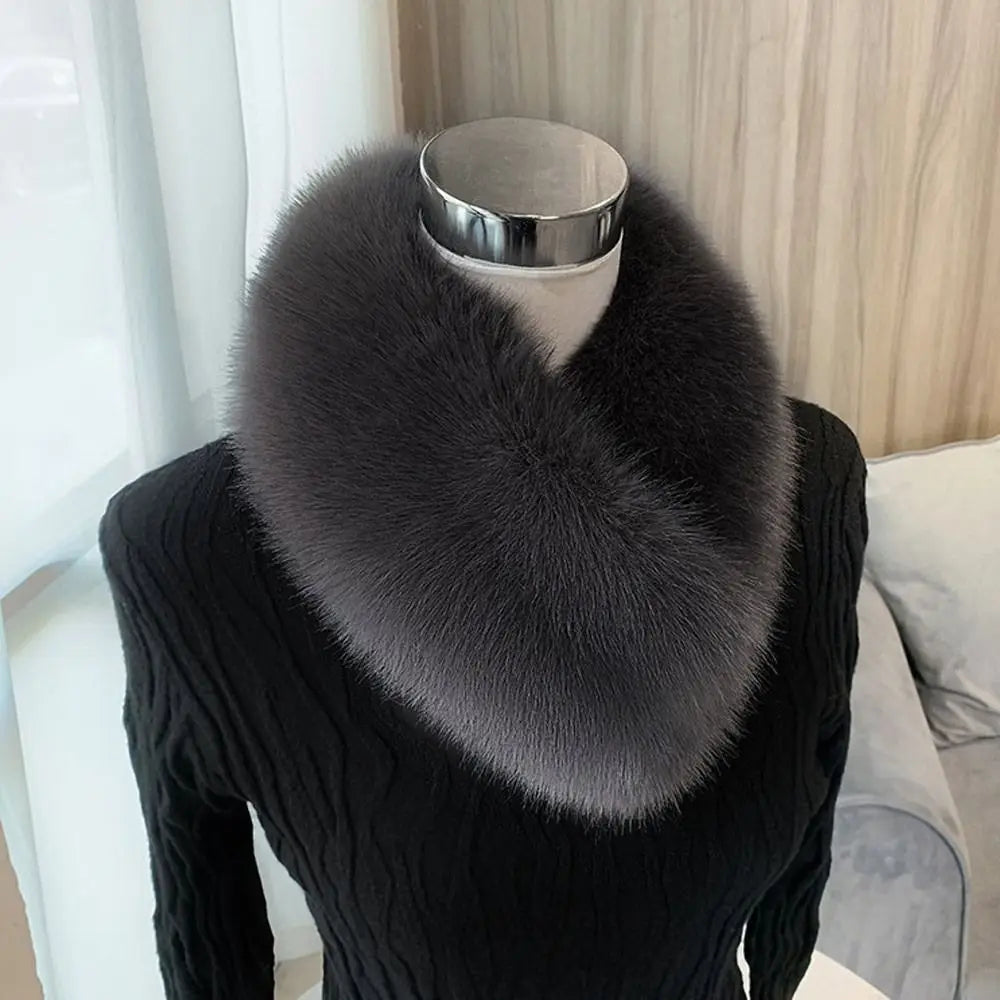Women Hair Collar Winter Female Fur Scarf Solid Color Shawl Imitation Fur Scarf Artificial Wool Bib
