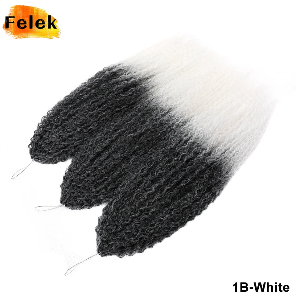 3-7Pcs Synthetic Brazilian Crochet Braids Hair for Women 20-28" Ombre White African Curls Kinky Curly Braiding Hair Extensions