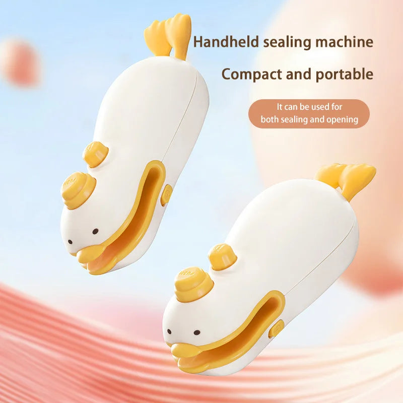 New Cute Duck Handheld Vacuum Sealer Magnetic Bag Sealer Rechargeable Portable Easy Use For Freshness 2 in 1 Mini Rechargeable