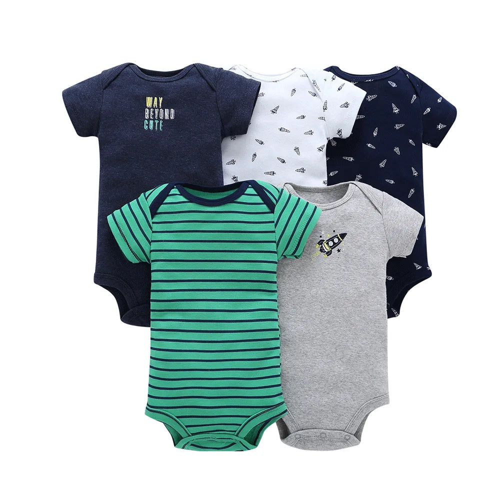 5 Pairs Newborn Baby Bodysuit Short Sleeve Infant Jumpsuit Short Sleeve Cotton Overalls Newborn Infant Jumpsuit  Kids Baby Roup