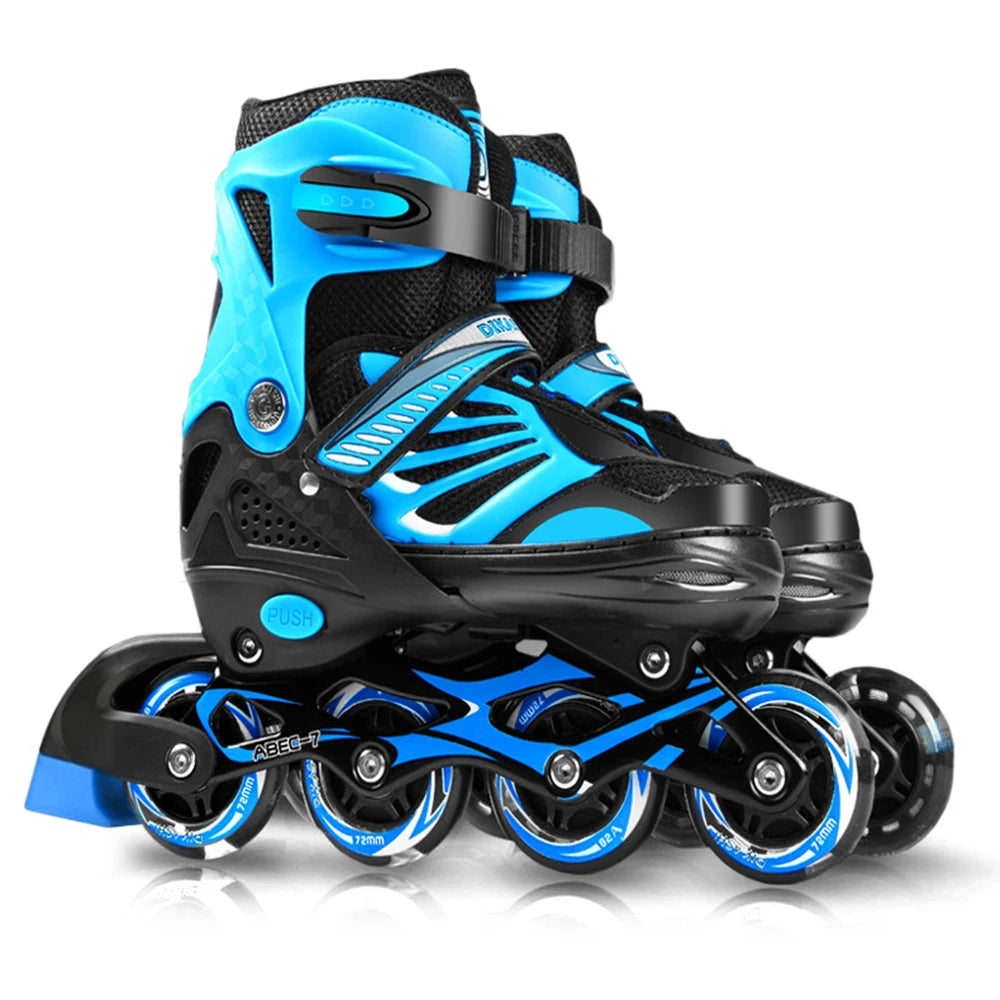 Tomshoo Adjustable Kids Roller Skates w Single Flash Light Wheels, Outdoor Inline Skates for Children Boys Girls Practice Sport