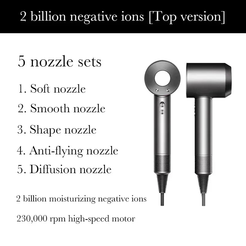 New Super Hair Dryer 220V Leafless Hair Dryer Personal Hair Care Styling Negative Ion Tool Schedule Negative Ion Electric Dryer
