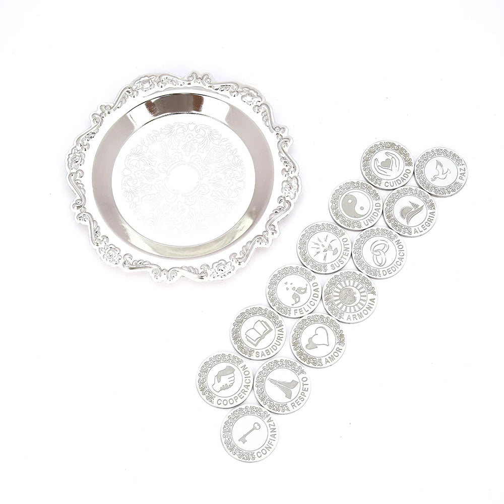 Custom Wedding Arras with Round Plate Matrimony Ceremony Arras De Boda Gift Set Mexican Wedding Accessories for Ceremony