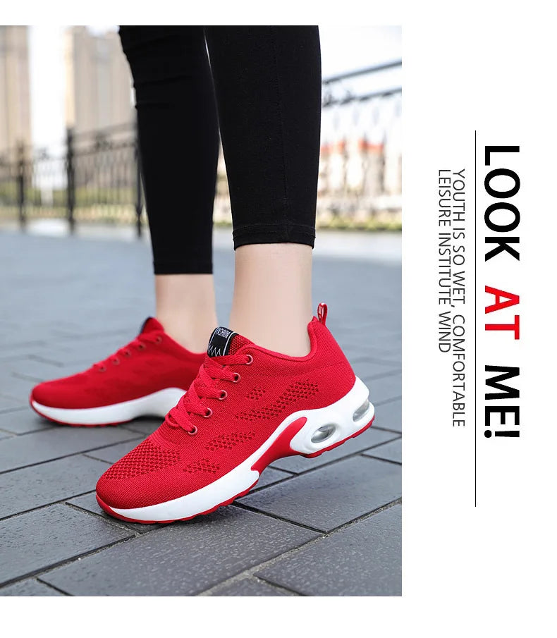 Women Mesh Breathable Casual Sneakers Lace-up Vulcanized Shoes Ladies Platform Sneakers Female Shoes Plus Size Zapatos De Mujer