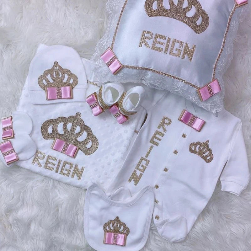5pcs Newborn Baby Boy Outfits Kids Clothing Real Cotton Infant0 Products Shirt Pants Mittens Receiving Blanket