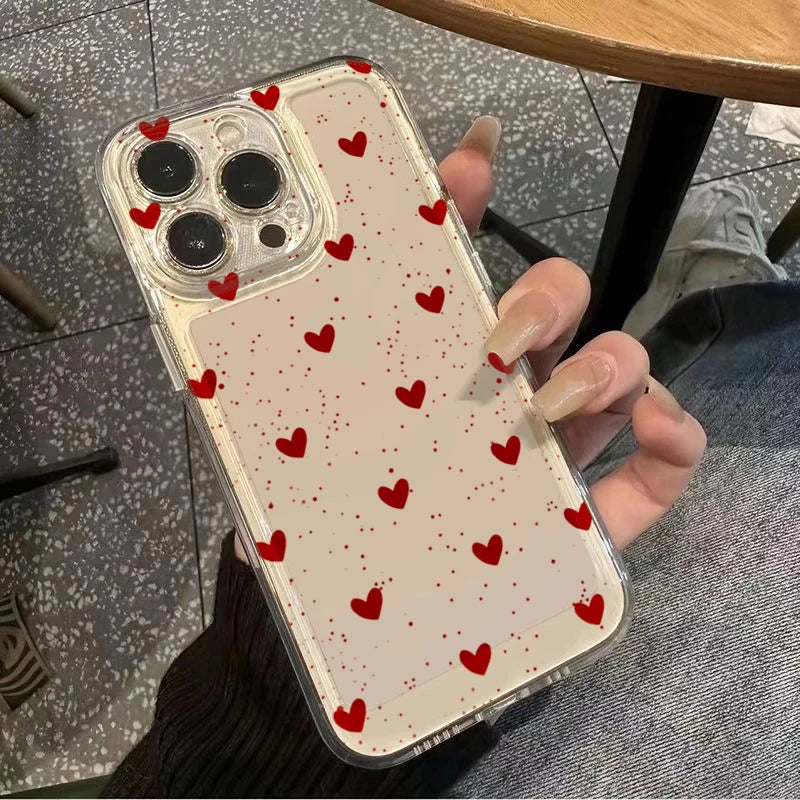 Simple Love Heart Bow Polka Dot Clear Phone Case for Xiaomi 15T Pro POCO F7 X7 X6 X5 F5 F6 Pro Mi 11 Lite 5G 14T 13T 12T Cover