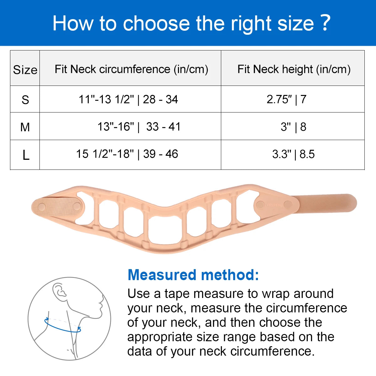 VELPEAU Silicone Neck Brace, Neck Support for Spine Pressure and Posture Correction, Cervical Collar Breathable & Waterproof